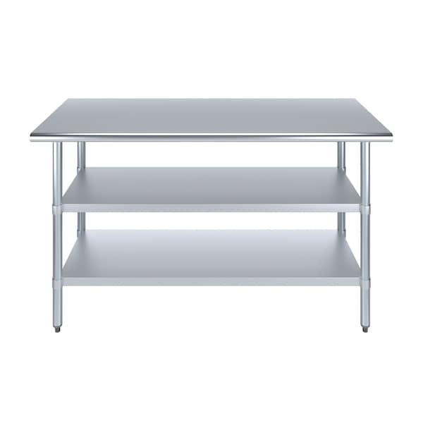 30x60 Prep Table With Stainless Steel Top And 2 Shelves